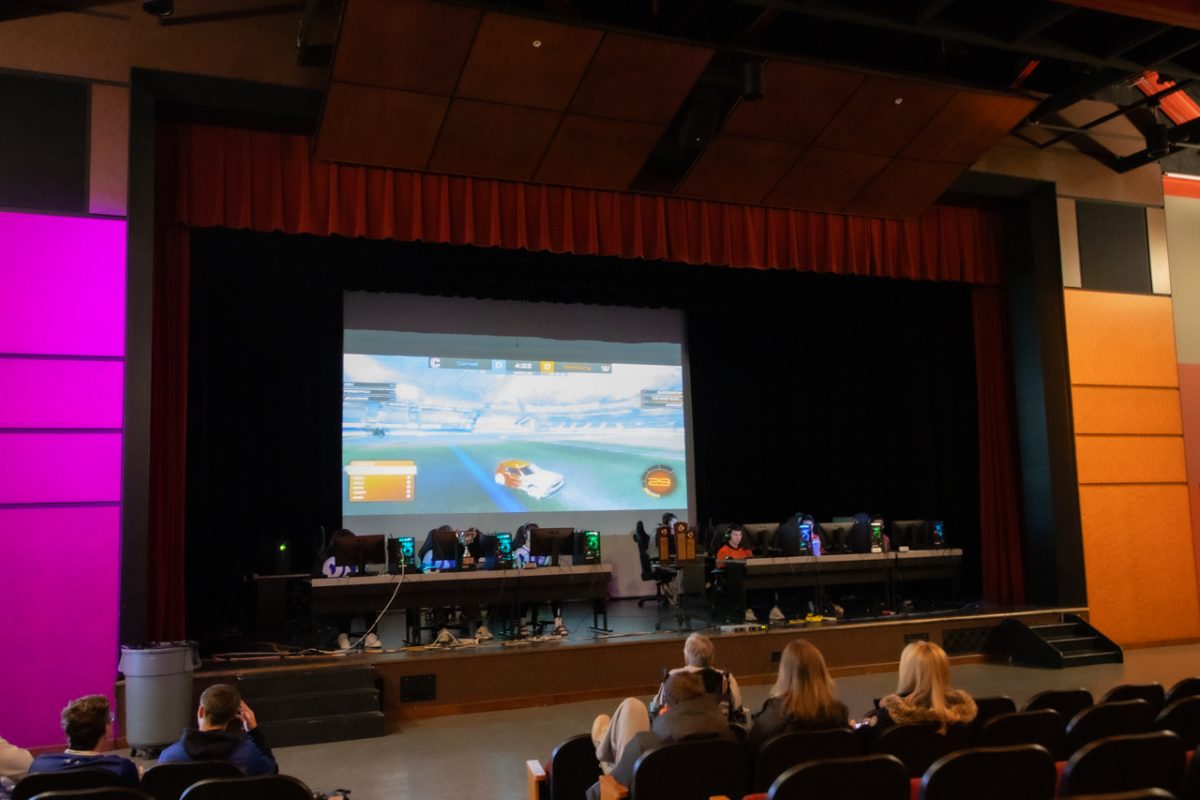 Rocket League action in the Lyceum continues as Wartburg College plays against Cornell College.