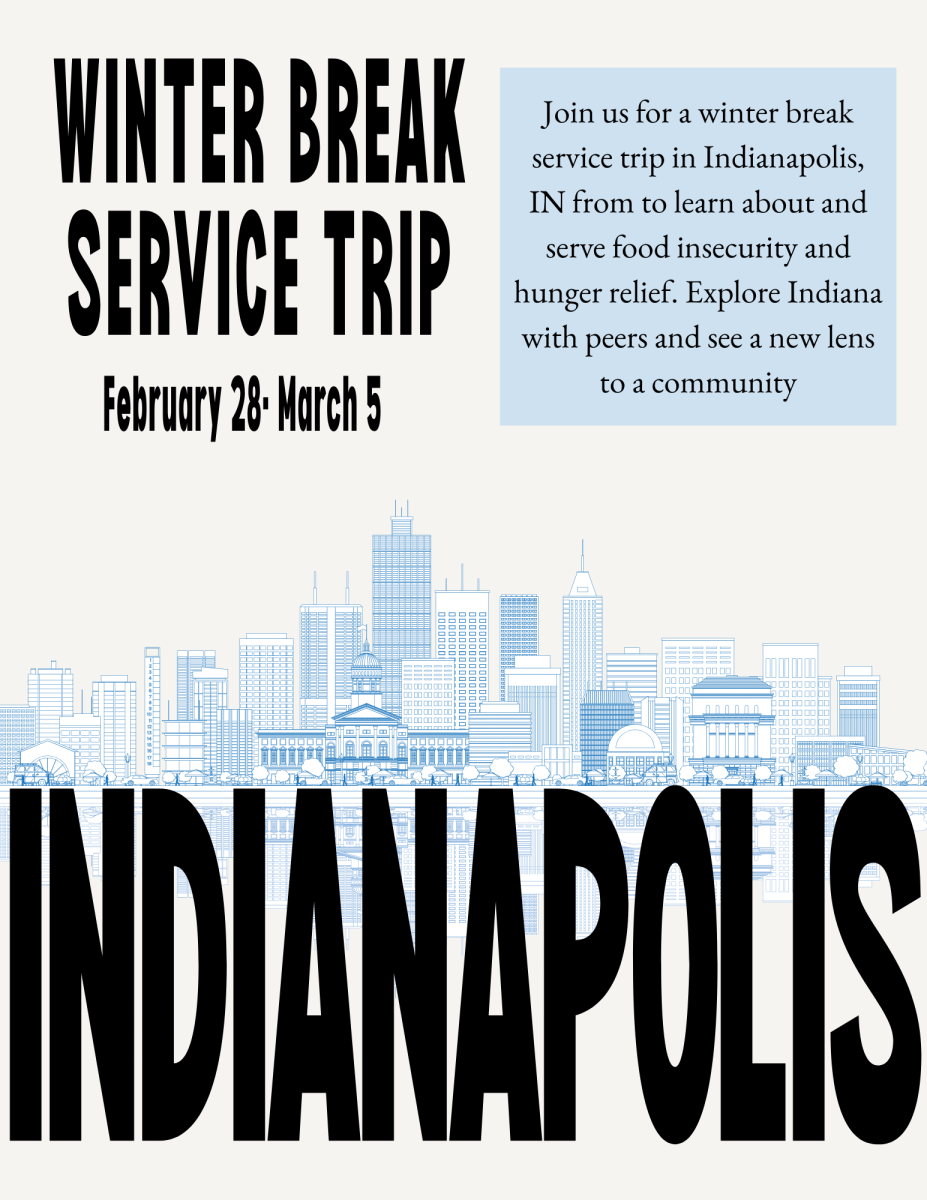 Wartburg Service Trips graphic promoting their trip to Indianapolis, IN during winter break.