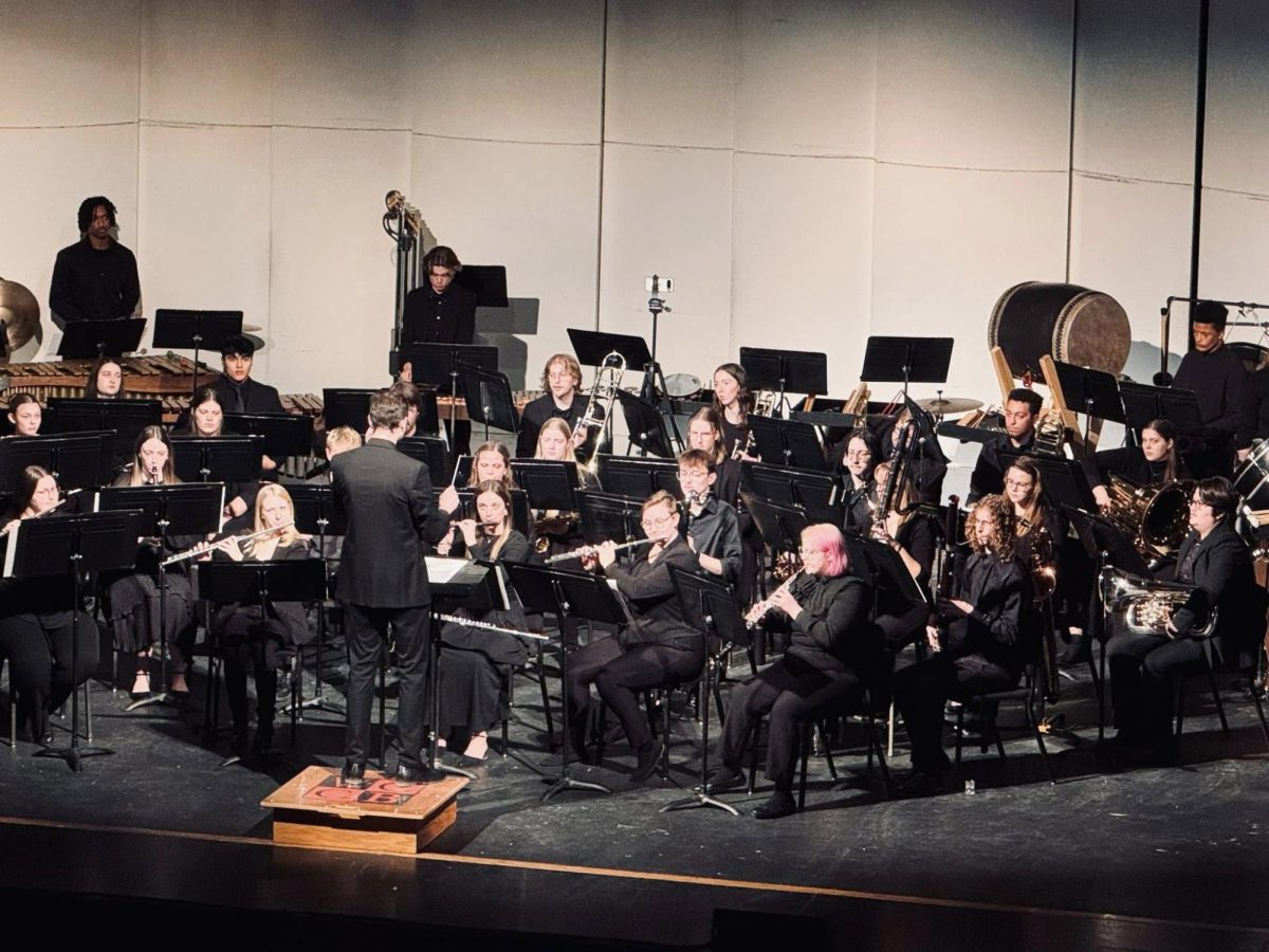Arensdorf directs the Wind Ensemble and the Concert Band at their February concert.