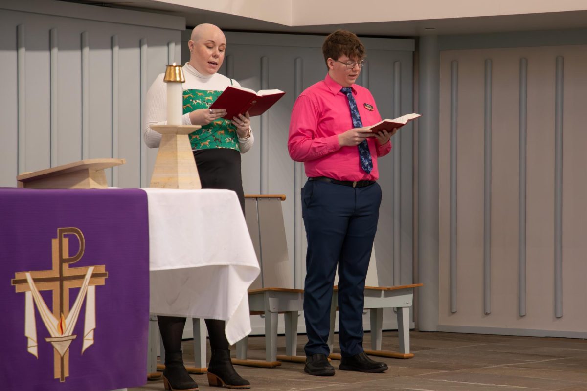 Chaplain and Dean of Spiritual Life, Maggie Garberg Falenschek, and Ryan DeBoer, Assistant Program Director of Spiritual Life and Campus Ministry.