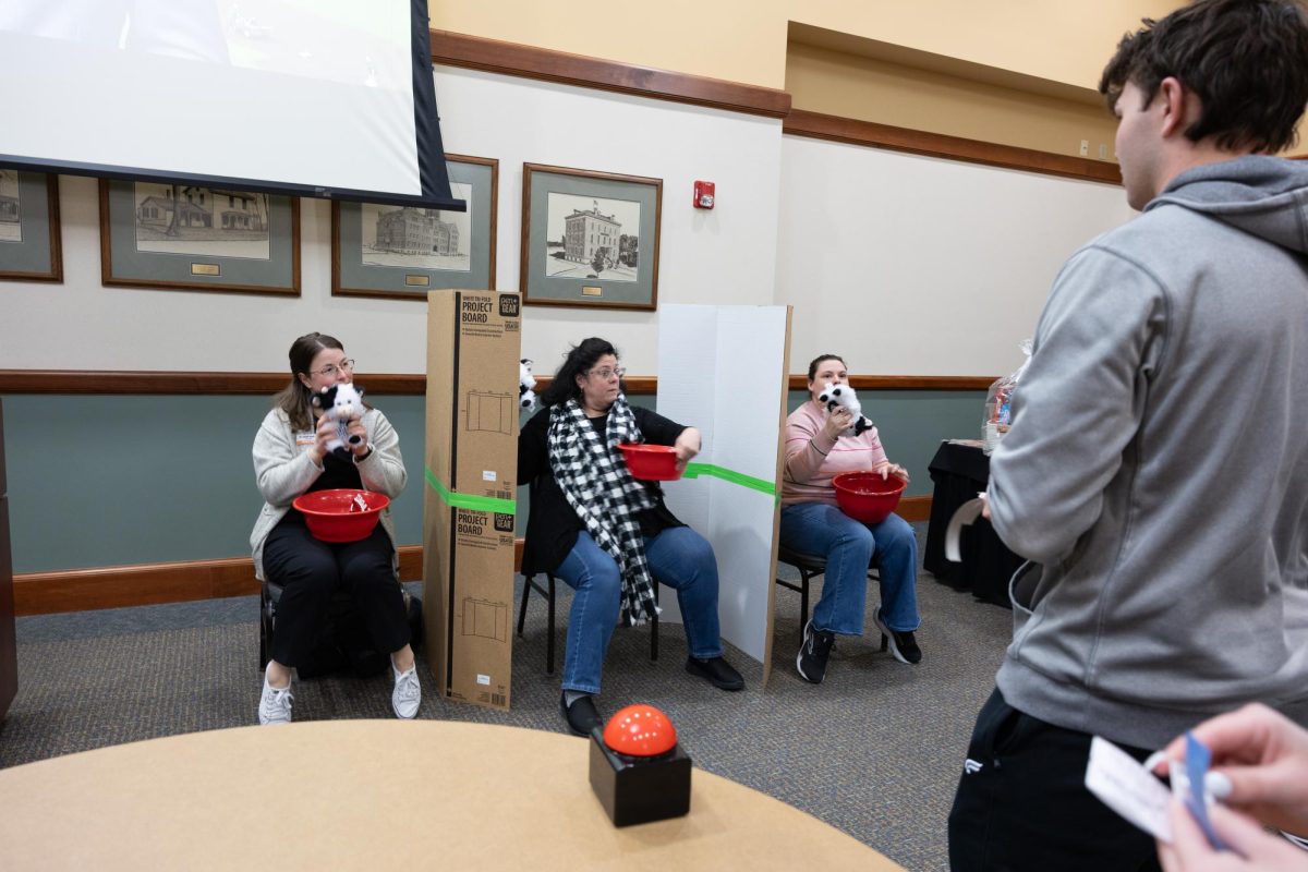 The human slot machine professors deciding on an item to give a student a jackpot.