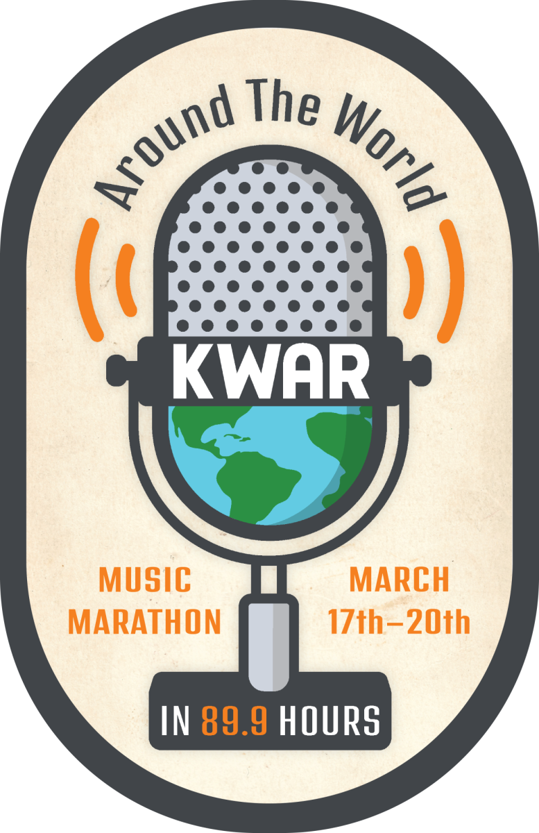 The Around the World in 89.9 Hours Marathon graphic for KWAR.